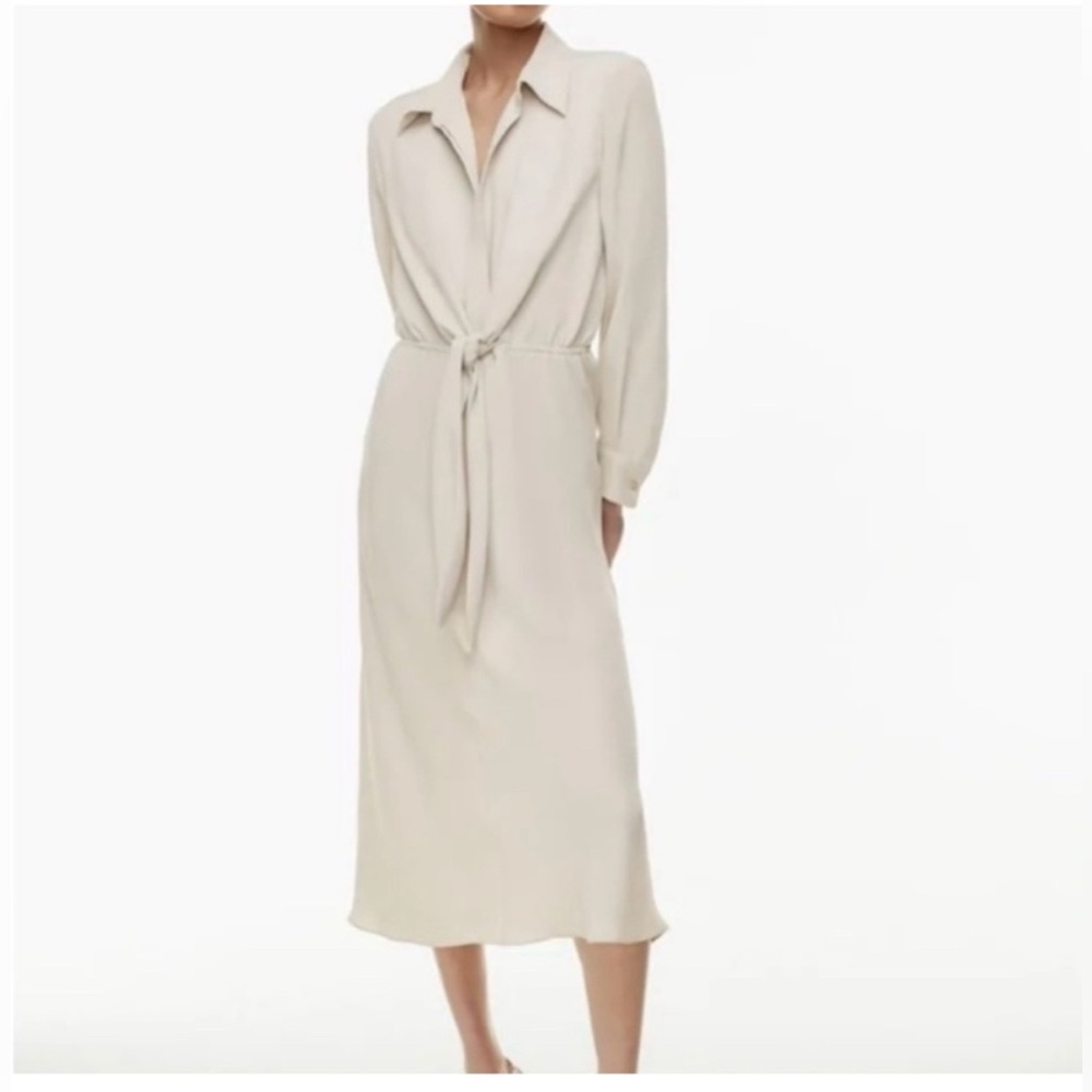 Aritzia Babaton Abbey tie waist midi dress in matte pearl size S